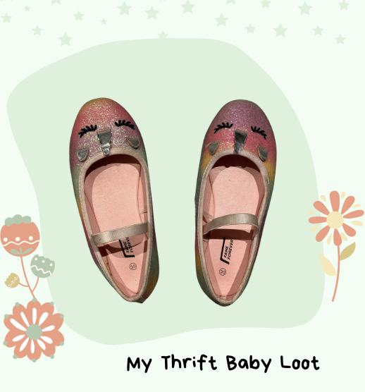 Preloved girls glittery unicorn party shoes (5-6 years)